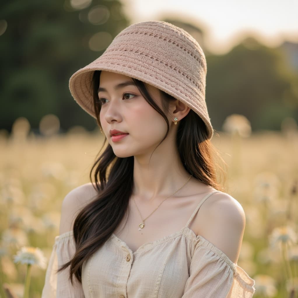 Mũ Nón Bucket Dệt Kim Hai Mặt Vải Phong Cách Hàn Quốc CC07