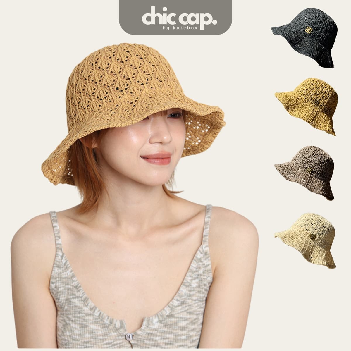 Mũ Cói Lượn Vành B Thời Trang Hàn Quốc CC77