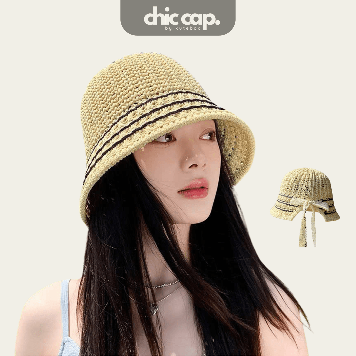 Mũ Xô Cói Mềm Dây Ren Thời Trang Hàn Quốc CC78