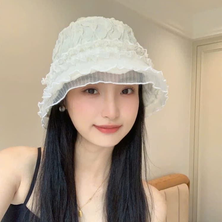 Mũ Xô Bucket Ren Xếp Ly Thời Trang Kiểu Hàn Quốc CC82