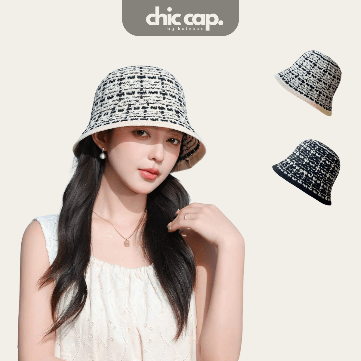 Mũ Xô Bucket Dệt Kẻ Sọc Phong Cách Hàn Quốc CC83