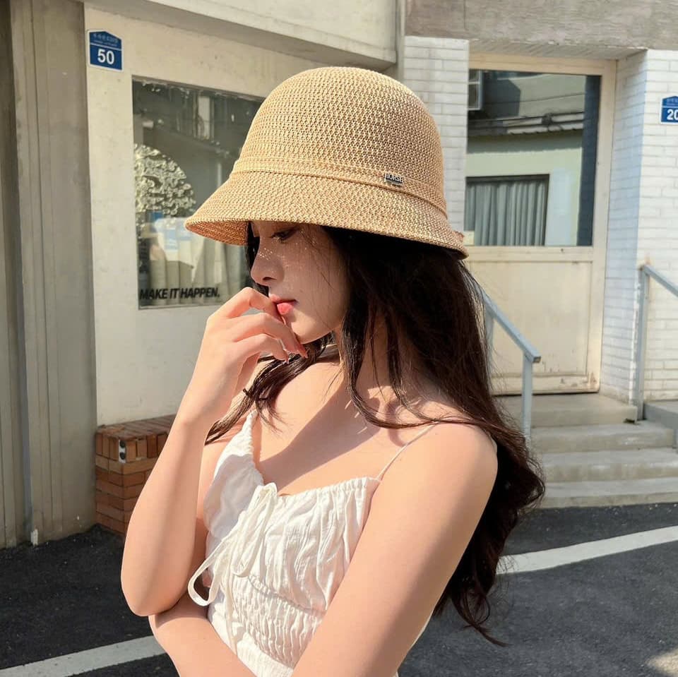 Mũ Xô Bucket Dệt Cột Nơ Mỏ Vịt Phong Cách Hàn Quốc CC84